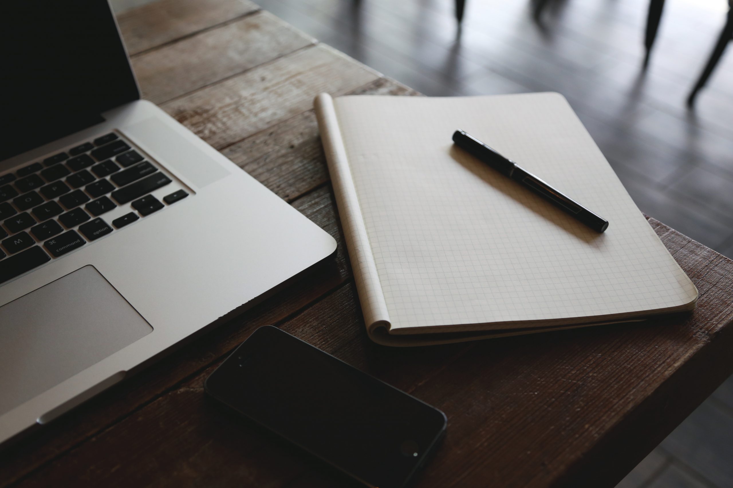 live stream your conference macbook, laptop, computer, table, notepad, graph paper, pen, technology, business